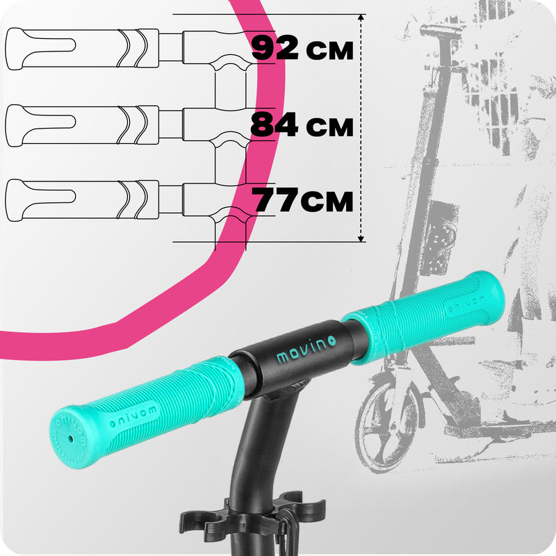 3-stage handlebar height adjustment.